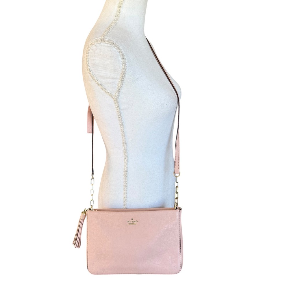 Kate Spade New York Pink Pebbled Leather Crossbody Bag Tassel Detail RN0102760